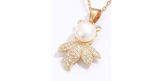 10pcs Gold Tone Cute Leaf Man with Pearl Pendant Necklace|GCJ305|UK SELLER
