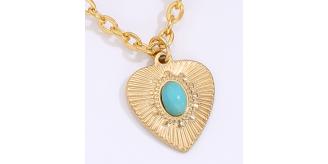 10pcs Gold Tone Turquoise Heart-Shaped Pendant Necklace|GCJ306|UK SELLER