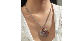 10pcs Silver Tone Round Multi Colour Acrylic Pendant Necklace|GCJ307|UK SELLER