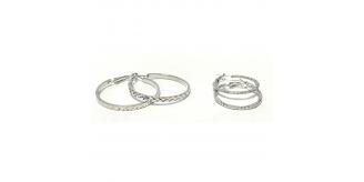 10 Pairs Silver Sparkle Cut Hoop Earrings 2 Sizes 5 Each (3cm and 4cm)|GCJ313|UK SELLER