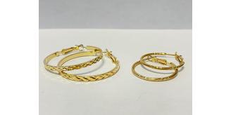 10 Pairs Gold Sparkle Cut Hoop Earrings 2 Sizes 5 Each (3cm and 4cm)|GCJ314|UK SELLER