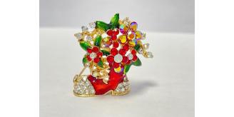 10pcs Christmas Rhinestone Crystal Stocking Boot Brooch|GCJ319|UK SELLER