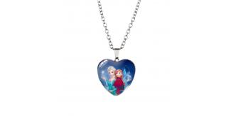 10pcs Frozen Elsa Anna Heart-Shaped Enamel Sister Love Silver Pendant Necklace|GCJ325|UK SELLER