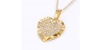 10pcs Crystal Filled Heart Shaped Gold Tone Pendant Necklace|GCJ344|UK SELLER