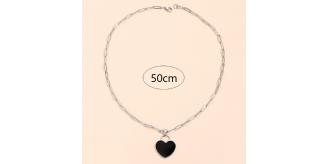10pcs Heart Black Enamel Silver Tone Pendant Necklace|GCJ346|UK SELLER