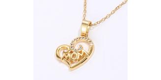 10pcs Heart Shaped MUM Crystal Gold Tone Pendant Necklace|GCJ347|UK SELLER