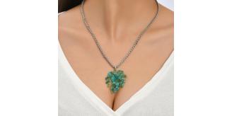 10pcs Stainless Steel Chain Green Leaf Keel Acrylic Pendant Necklace|GCJ349|UK SELLER