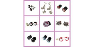 Wholesale Joblot of 100 Hello Kitty Earrings and Ear Plugs Mixed Designs