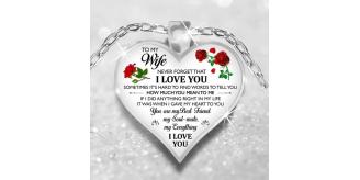 10pcs - To My Wife Love Heart-Shaped Red Rose Silver Tone Pendant Necklace|GCJ363-Wife|UK SELLER