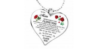 10pcs - To My Mum Love Heart Red Rose Flower Silver Tone Pendant Necklace|GCJ364-Rose Mum|UK SELLER