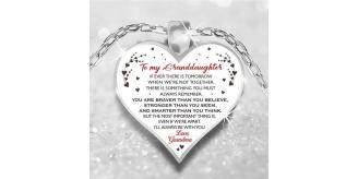 10pcs - To My Granddaughter Love Grandma Heart-shaped Silver Tone Pendant Necklace|GCJ365-Grandgaughter|UK SELLER