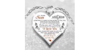 10pcs - To My Son Love Mum Heart-shaped Silver Tone Pendant Necklace|GCJ367-mum to Son|UK SELLER