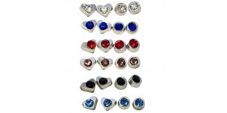 20 Pairs Nylon Posts Plastic Posts Crystal Stud Hypoallergenic Earrings- 6 Random Colours|GCJ369|UK SELLER