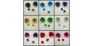 18 Pairs of Delicate Floral 3D Craved Rose Nylon Plastic Posts Stud Hypoallergenic Earrings- 9 Colours 2 Each|GCJ370|UK SELLER
