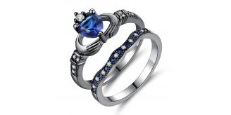 12pcs Black Double Ring Set Made with Crystal from Swarovski - 4 Sizes 3 Per Size|GCJ089-K,M,P,R|UK SELLER