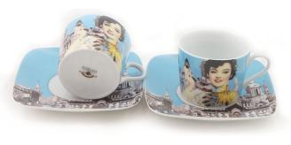 6 x Impression Shanghai Set of Two 250cc Cups & Square Saucers in Gift Box
