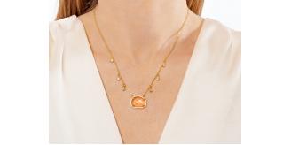Samantha - Gold plated necklace with nude stone pendant.