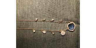 Rose gold necklace with blue stone