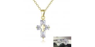 20 pcs - Golden Christian Cross Crystal Necklace and Earrings Set – 10 Sets|GCC061+GCC033|UK SELLER