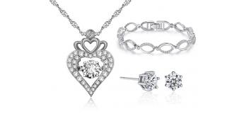 30 pcs - Love Heart Crystal Pendant Necklace Bangle Earrings Tri-Set - 10 Sets|GSV004GSVB061GCC070-Tri-Set|UK SELLER