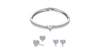30 pcs - Crystal Love Heart Pendant Bracelet and Earrings Tri-Set - 10 Sets|GCJ024GCJ234GCJ549-Tri-Set|UK SELLER