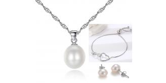 30 pcs - Freshwater Pearl Pendant Necklace Silver Tone Bracelet Earrings