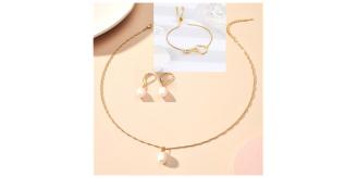 30 pcs - Freshwater Pearl Pendant Necklace Gold Tone Bracelet Earrings Tri-Set -10 Sets|GCJ188GCJ222GCJ236-Gold Tri Set|UK SELLER