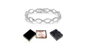 10 pcs - Multi-Link Infinity Bracelet with Premium Crystal Silver Plated With Christmas Gift Box|GSVB061-Silver-Plain-XmasBox|UK SELLER