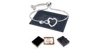 10 pcs - Silver Exquisite Women Adjustable Infinity Heart Bracelet with Christmas Gift Box|GCJ188-Silver -XmasBox|UK SELLER