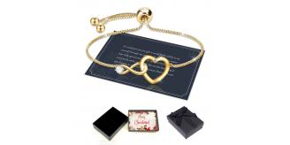 10 pcs - Gold Exquisite Women Adjustable Infinity Heart Bracelet with Christmas Gift Box|GCJ188-Gold-XmasBox|UK SELLER