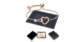 10 pcs - Rosegold Exquisite Women Adjustable Infinity Heart Bracelet with Christmas Gift Box|GCJ188-rosegold-XmasBox|UK SELLER