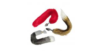 10 pcs - Soft Fox Tail Metal Butt Plug in 3 Colours - Random Colours|GCAP090-Beige/Grey/Red|UK SELLER