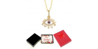 10 pcs - Diamond Eye Zircon Necklace in Gold Tone With Christmas Gift Box|GCC076-Diamond eye-XmasBox|UK SELLER