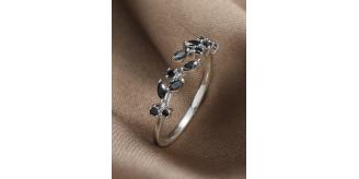 10 pcs - Leaf Black Zircon Crystal Wrap Open Ring Adjustable|GCJ377|UK SELLER