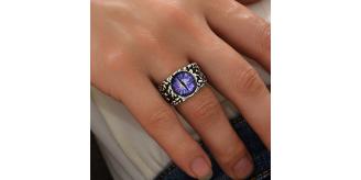 10 pcs - Purple Cat Eye Silver Tone Open Ring Adjustable|GCJ380|UK SELLER