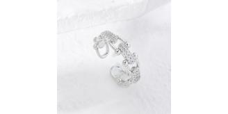10 pcs - U Linked Zircon Crystal Silver Tone Open Ring Adjustable|GCJ381|UK SELLER