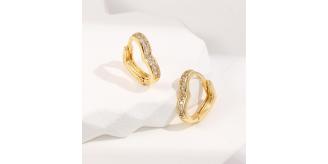 10 Pairs - Love Heart Zircon Crystals Hoop Huggie Gold Plated Earrings|GCJ386|UK SELLER