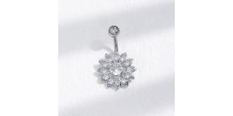 10 pcs - Sunflower Zircon Crystal Silver Plated Navel Belly Piercings Belly Ring|GCJ393|UK SELLER