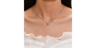 10 pcs - Flower Sakura Pink Zircon Crystal Silver Pendant Necklace|GCJ397|UK SELLER