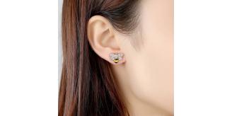 10 Pairs - Bee Design Zircon Crystal Stud Earrings|GCJ398|UK SELLER