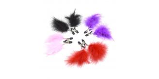 10pcs - Mixed Colour Breast Simulation Clothes Pegs with Small Bells Chain Nipple Clamp Clips|GCSM024-Black/Pink/Purple/Red|UK SELLER