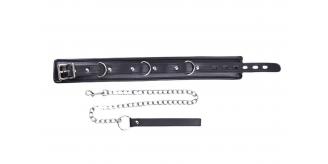 10pcs - Adjustable PU Leather Choker Padded SM Neck Collar With Chain Lead Leash Restraint|GCSM028|UK SELLER