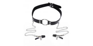 5pcs - Erotic Bondage Open Mouth Gag With Nipple Clamps For Adult Sex Games Restraints|GCSM035|UK SELLER
