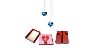 10 pcs - Ocean-Blue Heart-Shaped Premium Crystal Earrings With Valentine Gift Box|GCJ123-Valentine Box|UK SELLER