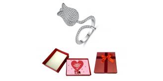 10 pcs - Sparkling Tulip Open Ring With Valentine Gift Box|GCJ124-Valentine Box|UK SELLER