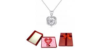 10 pcs - Stunning Silver tone Two loves in one Crystal Pendant Necklace With Valentine Gift Box|GCJ220-Valentine Box|UK SELLER