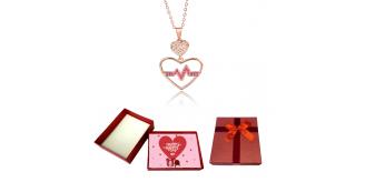 10 pcs - Crystal Filled Heartbeat Pendant Crystal Necklace with Valentines Gift Box|GCC092-Random-Valentine Box|UK SELLER