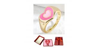 10 pcs - Pink Double Love Heart Open Ring Adjustable in Gold With Valentine Gift Box|GCJ389-Valentine Box|UK SELLER