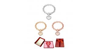 10 pcs - Tree of life Heart Charm Zircon Crystals Bracelet -Silver, Gold, Rosegold With Valentine Gift Box - Random Colour|GCJ510-Silver/Gold/Rosegold