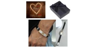 10 pcs - Black Leather Stainless Steel Tree of Life Bracelet with Valentine’s Message Gift Box|GCJ214 +ValentinesBox|UK SELLER